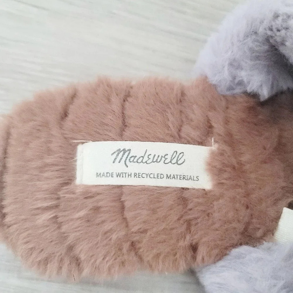 Madewell Quilted Scuff Slippers Recycled Faux Fur Dusty Purple Slip On Shoes 6 - Picture 6 of 9